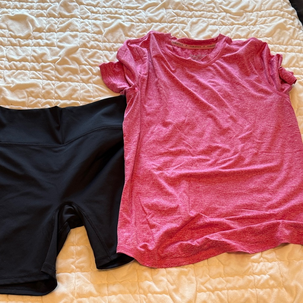 Fabletics Black And Red Workout Set - image 4